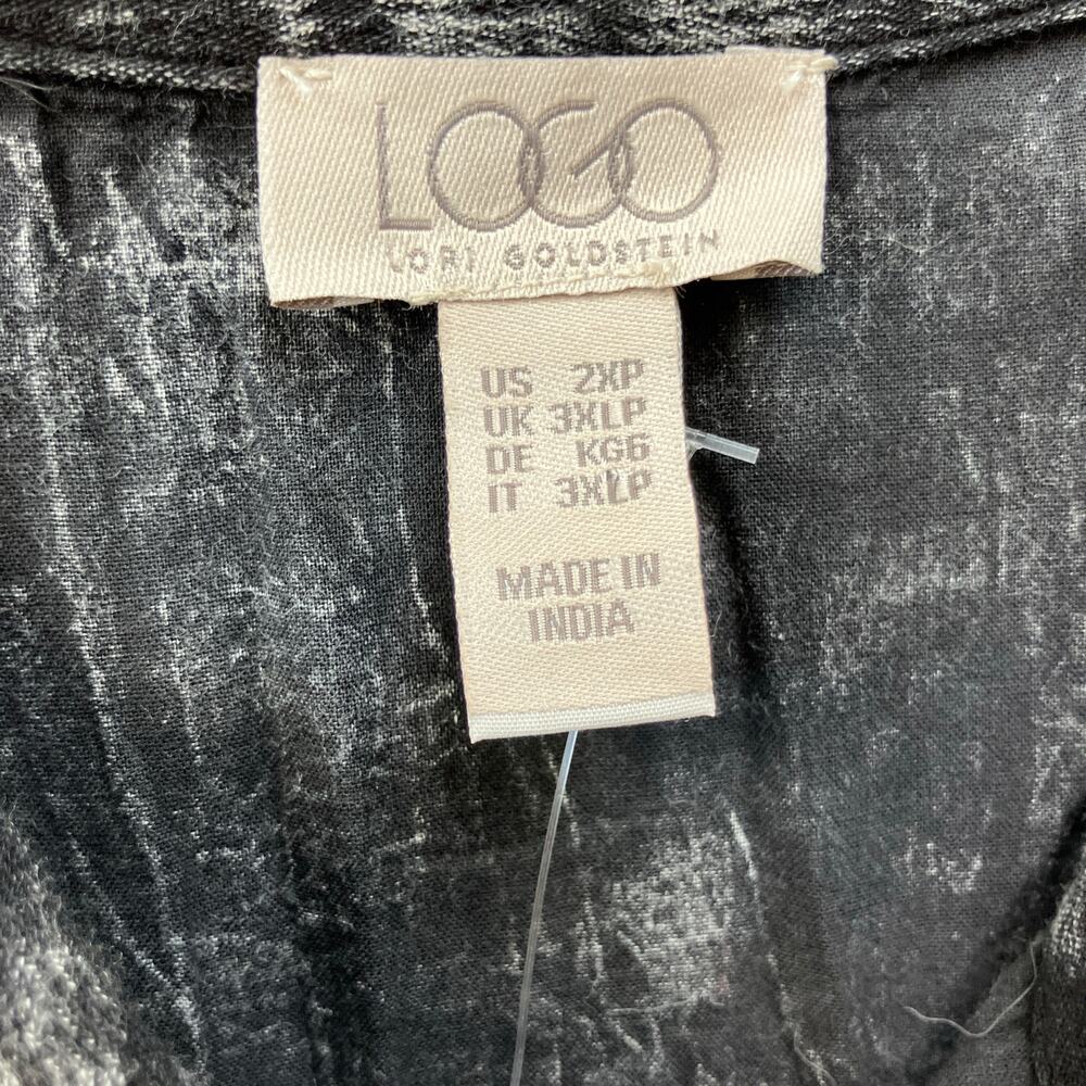 NEW LOGO by Lori Goldstein Black Sun Faded Crinkle Gauze Shirt Dress 2XP - Picture 5 of 7